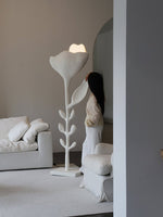 Florae Sculptural Floor Lamp – Hand-Textured Matte White, 79" Tall