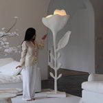 Florae Sculptural Floor Lamp – Hand-Textured Matte White, 79" Tall
