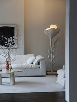 Florae Sculptural Floor Lamp – Hand-Textured Matte White, 79" Tall