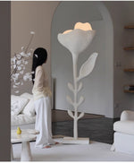 Florae Sculptural Floor Lamp – Hand-Textured Matte White, 79" Tall