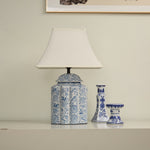 Floral Bird Porcelain Jar Table Lamp with Fabric Shade