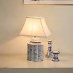 Floral Bird Porcelain Jar Table Lamp with Fabric Shade