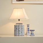 Floral Bird Porcelain Jar Table Lamp with Fabric Shade