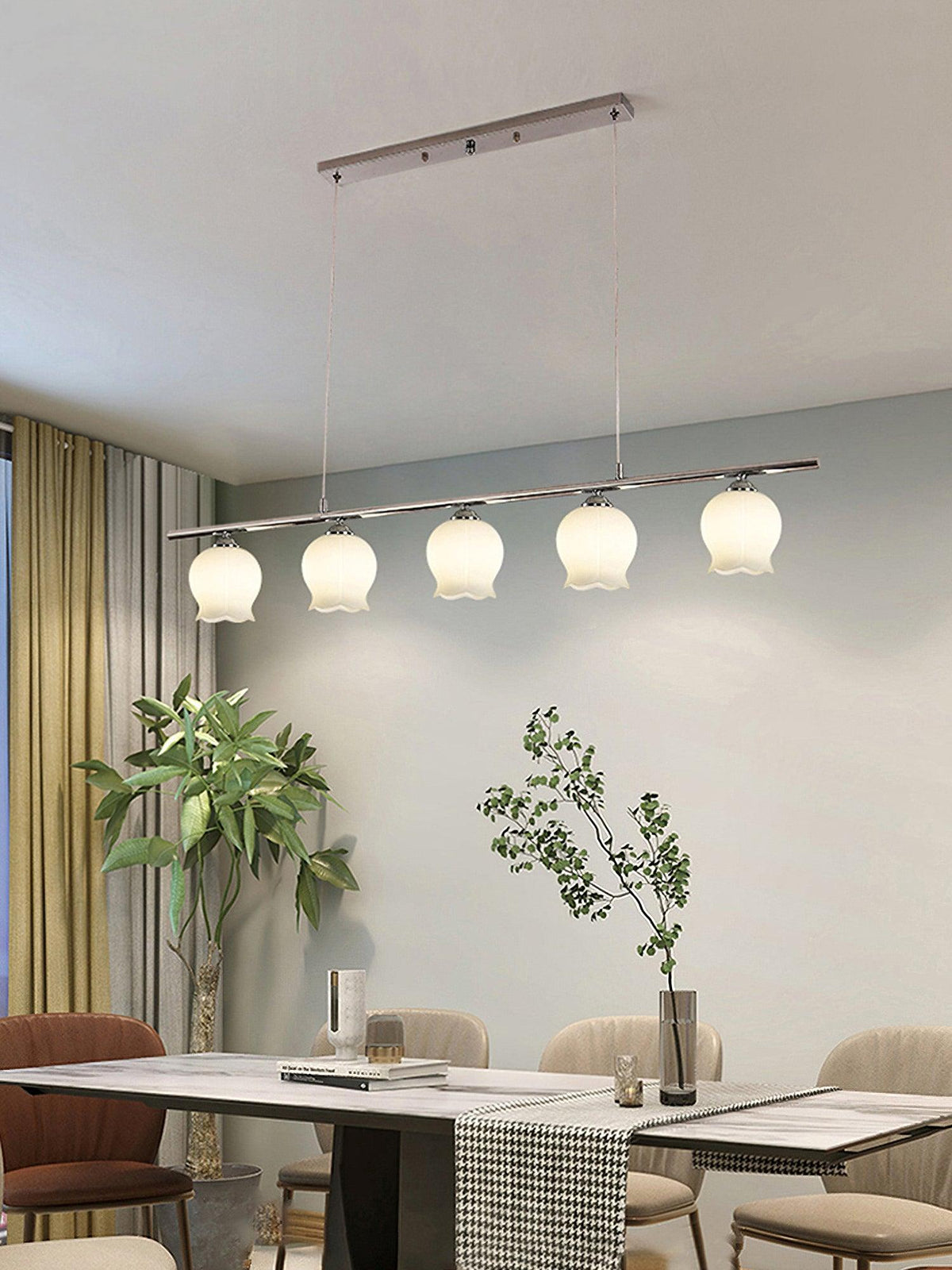 Floral Glass Pendant Light – Modern Designer Chandelier for Dining & Kitchen