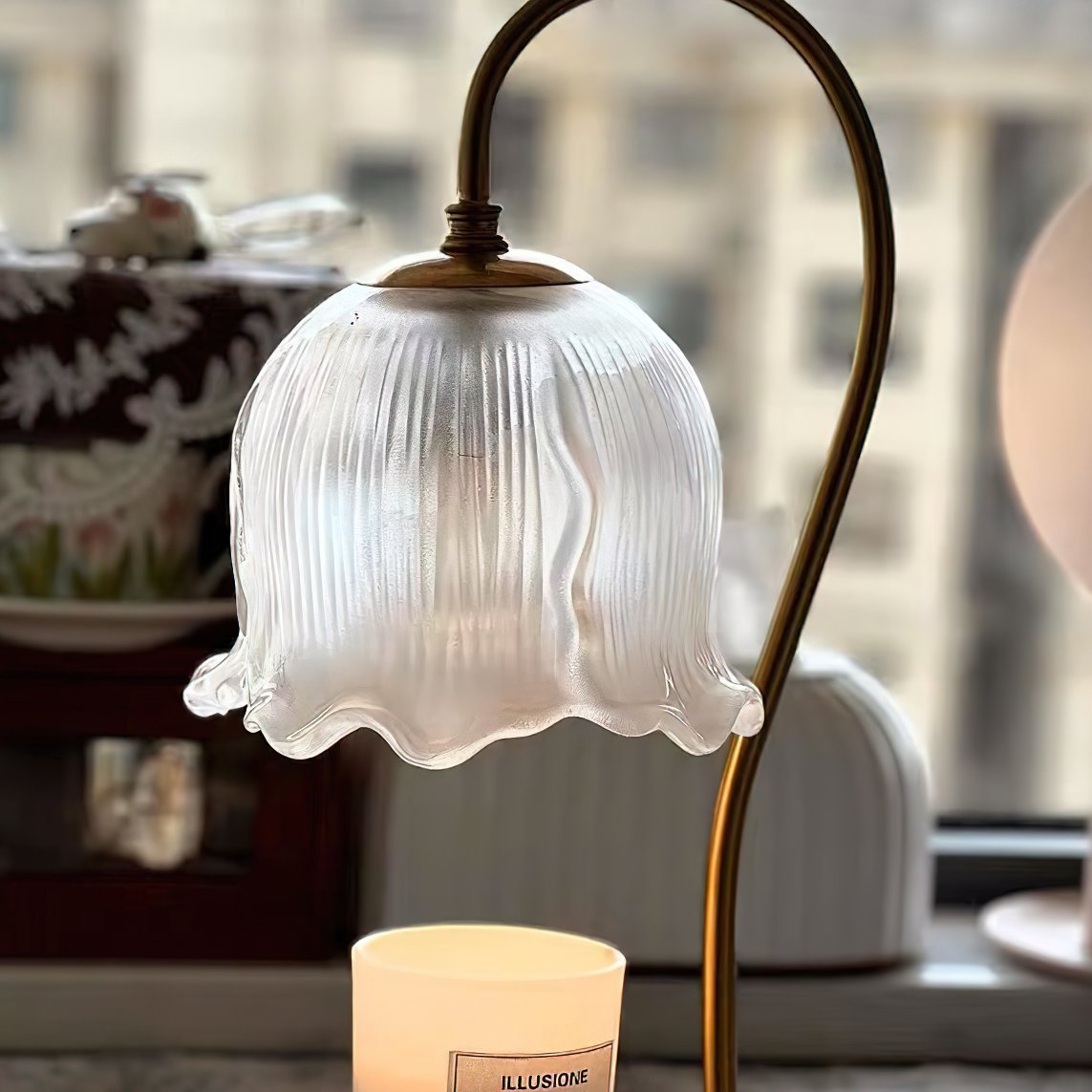 Floral Glass Table Lamp