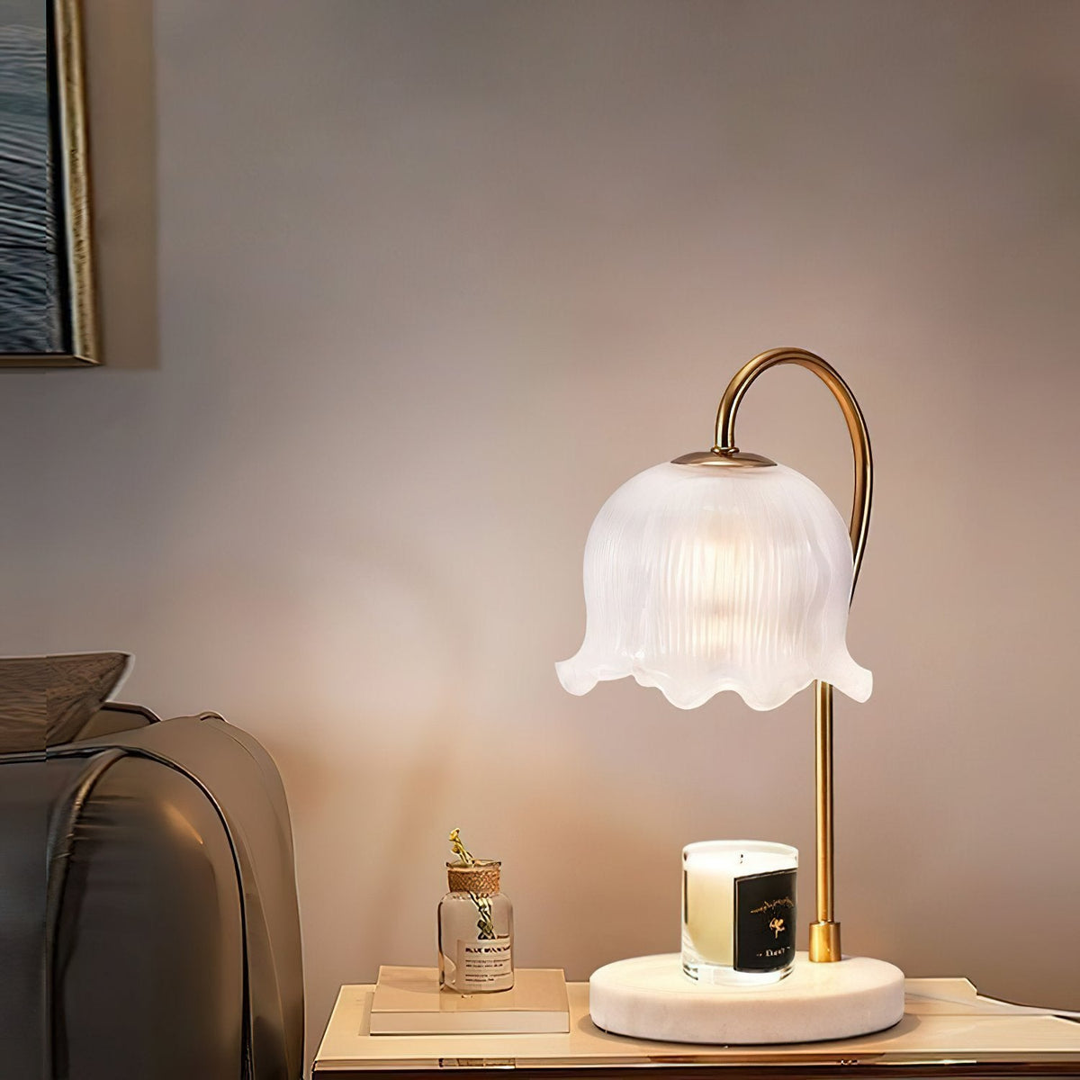Floral Glass Table Lamp