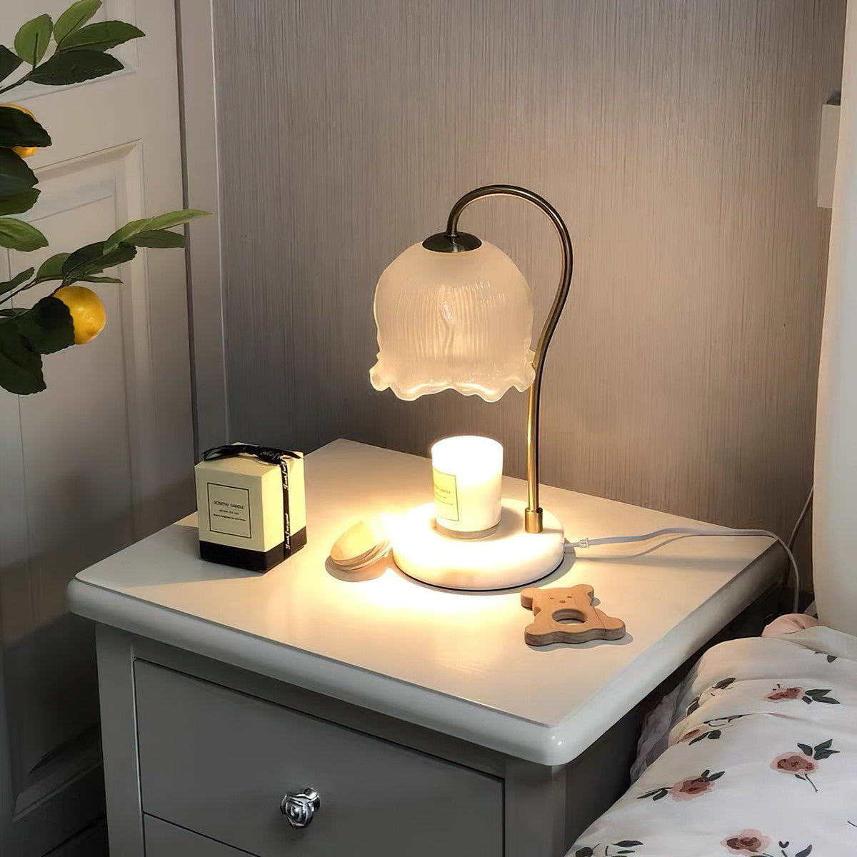 Floral Glass Table Lamp