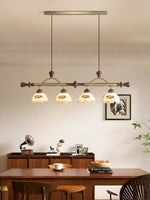 Art Deco Floral Glass Pendant Light with Walnut Wood and Gold Accents
