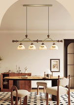 Art Deco Floral Glass Pendant Light with Walnut Wood and Gold Accents