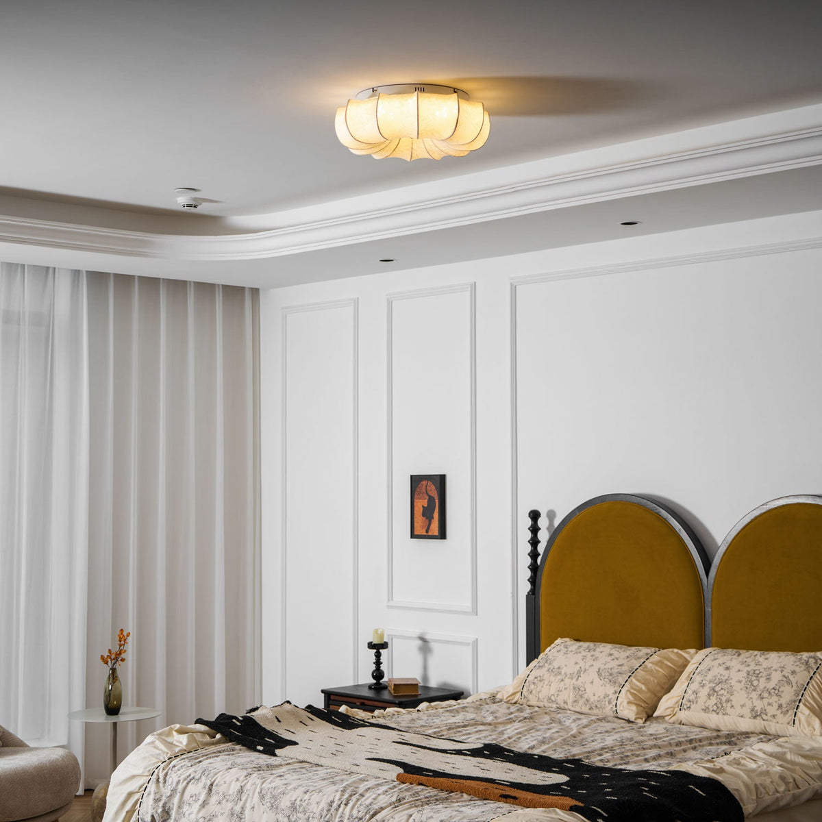 Floralis Ceiling Light – Designer Flush Mount with Fabric Shade