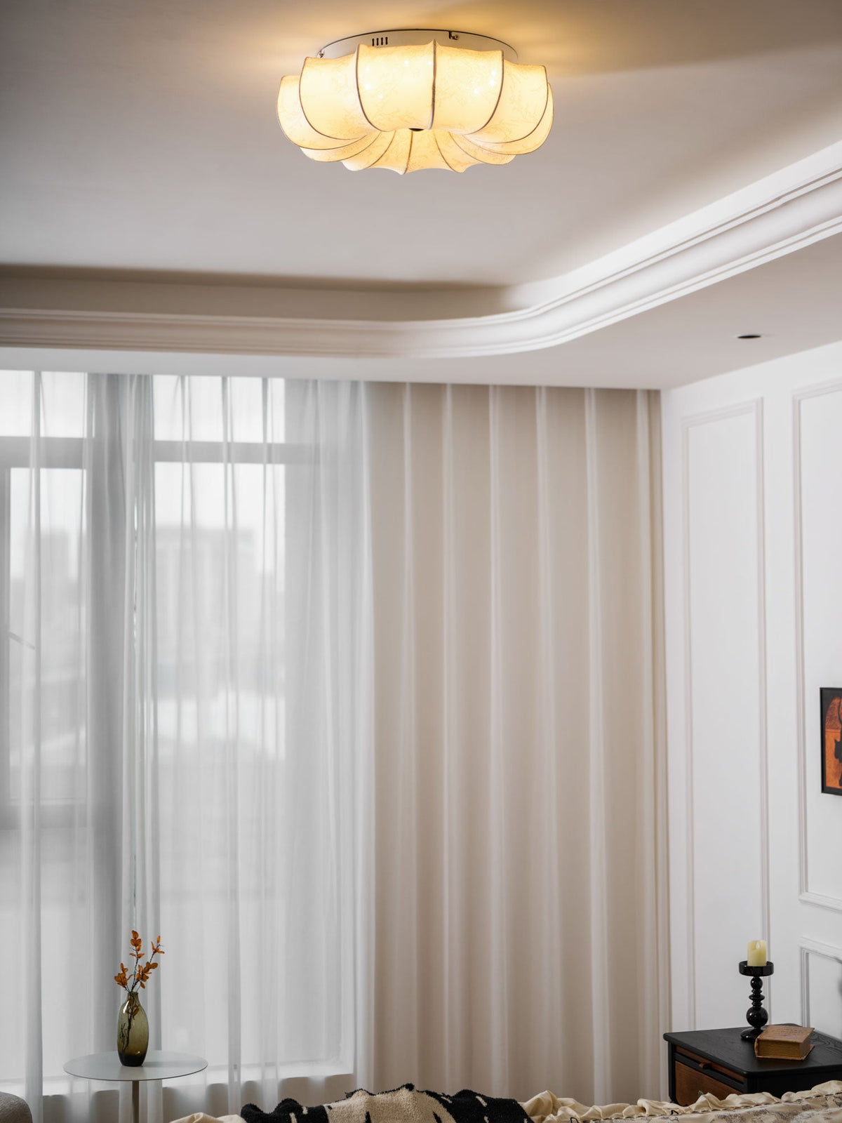 Floralis Ceiling Light – Designer Flush Mount with Fabric Shade