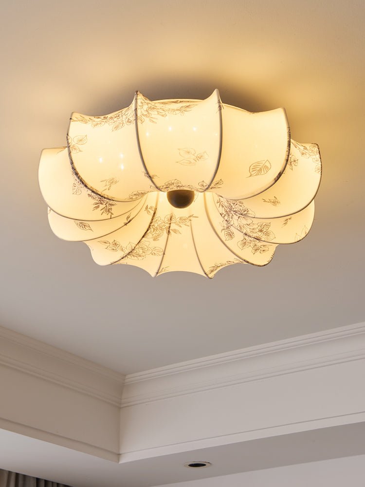 Floralis Ceiling Light – Designer Flush Mount with Fabric Shade