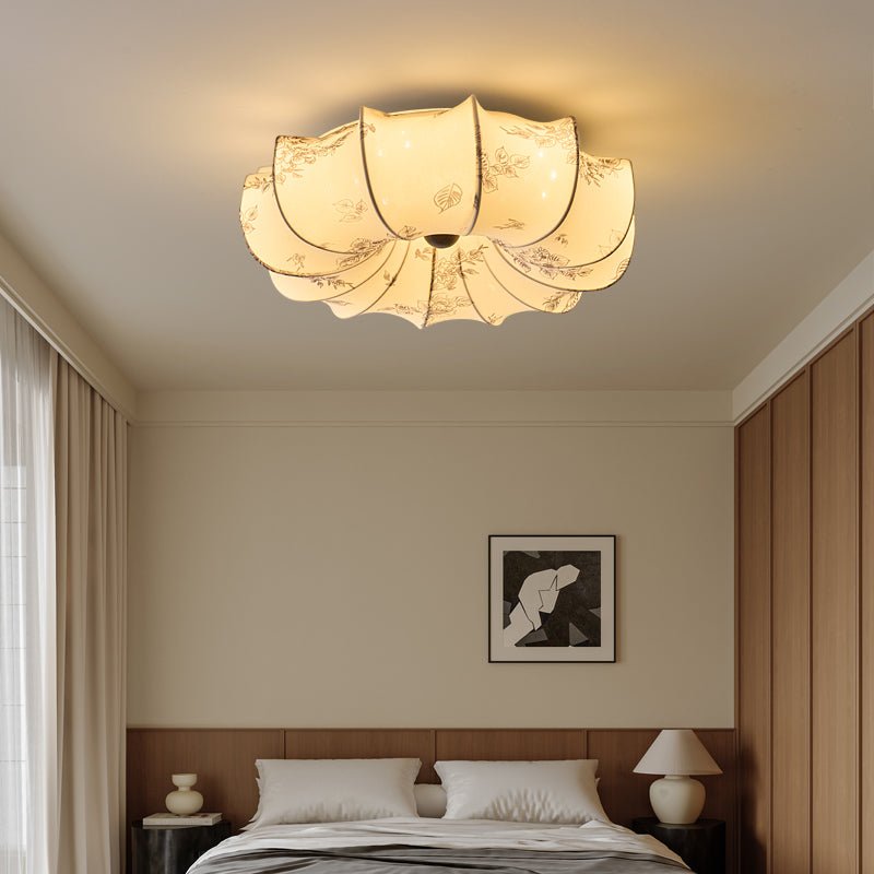 Floralis Ceiling Light – Designer Flush Mount with Fabric Shade