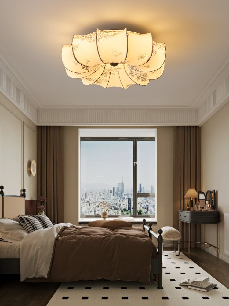 Floralis Ceiling Light – Designer Flush Mount with Fabric Shade