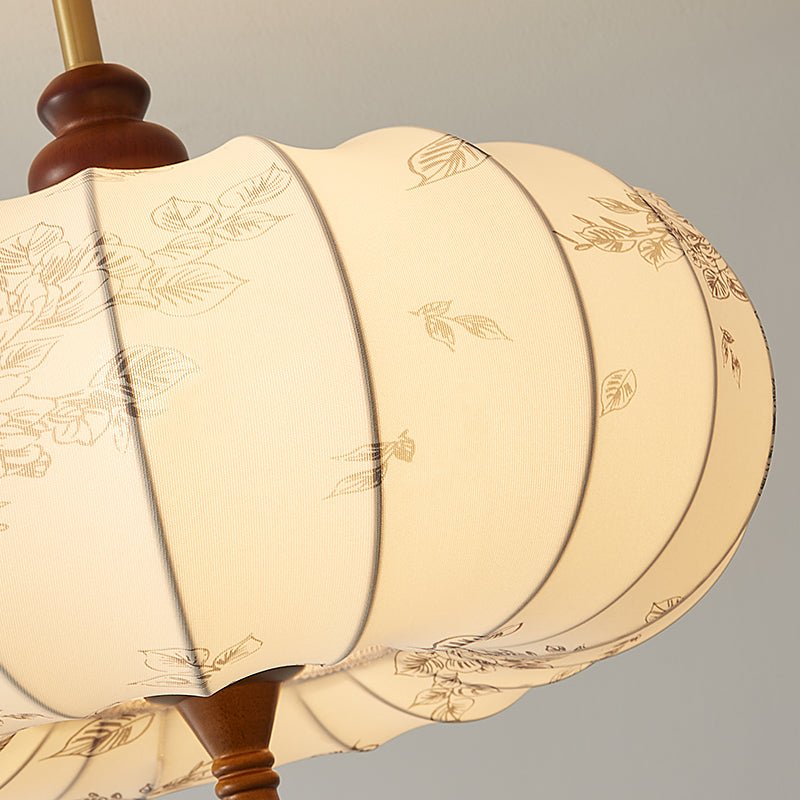 Floravelle Lantern Semi Flush Mount Ceiling Light in Walnut and Ivory