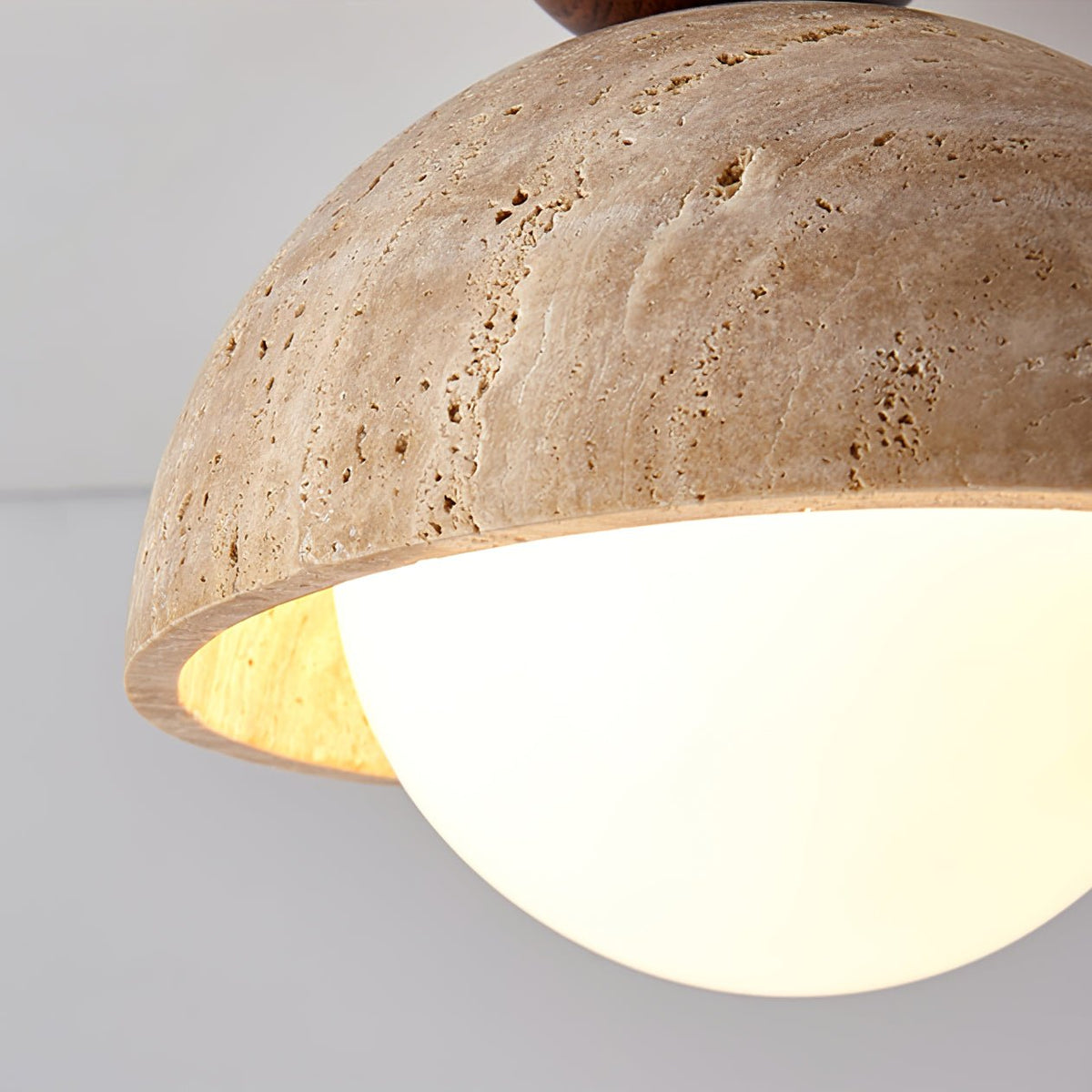 Flore Travertine Bud Ceiling Light — Natural Stone Flush Mount