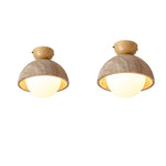 Flore Travertine Bud Ceiling Light — Natural Stone Flush Mount