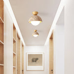 Flore Travertine Bud Ceiling Light — Natural Stone Flush Mount
