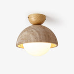 Flore Travertine Bud Ceiling Light — Natural Stone Flush Mount