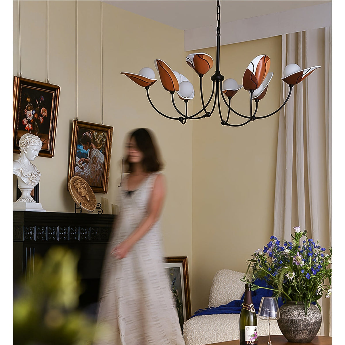 Florea Bloom Chandelier – Modern Glass and Metal Pendant Light for Dining and Living Spaces
