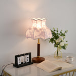 Florence Blossom Table Lamp – Walnut Wood & Fabric Designer Lamp