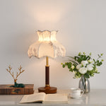 Florence Blossom Table Lamp – Walnut Wood & Fabric Designer Lamp