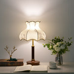 Florence Blossom Table Lamp – Walnut Wood & Fabric Designer Lamp
