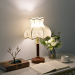 Florence Blossom Table Lamp – Walnut Wood & Fabric Designer Lamp