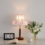 Florence Blossom Table Lamp – Walnut Wood & Fabric Designer Lamp