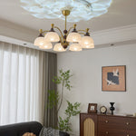 Florentia Modern Wood & Glass Chandelier for Dining Room and Foyer