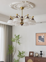 Florentia Modern Wood & Glass Chandelier for Dining Room and Foyer