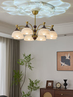 Florentia Modern Wood & Glass Chandelier for Dining Room and Foyer