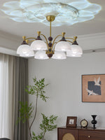 Florentia Modern Wood & Glass Chandelier for Dining Room and Foyer