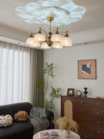 Florentia Modern Wood & Glass Chandelier for Dining Room and Foyer