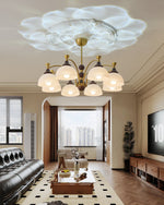 Florentia Modern Wood & Glass Chandelier for Dining Room and Foyer