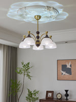Florentia Modern Wood & Glass Chandelier for Dining Room and Foyer