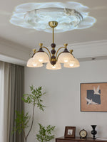 Florentia Modern Wood & Glass Chandelier for Dining Room and Foyer