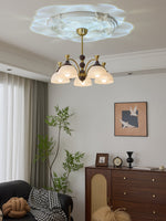 Florentia Modern Wood & Glass Chandelier for Dining Room and Foyer