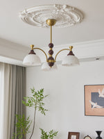 Florentia Modern Wood & Glass Chandelier for Dining Room and Foyer