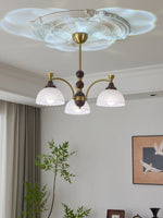 Florentia Modern Wood & Glass Chandelier for Dining Room and Foyer
