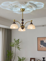 Florentia Modern Wood & Glass Chandelier for Dining Room and Foyer