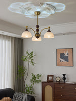 Florentia Modern Wood & Glass Chandelier for Dining Room and Foyer