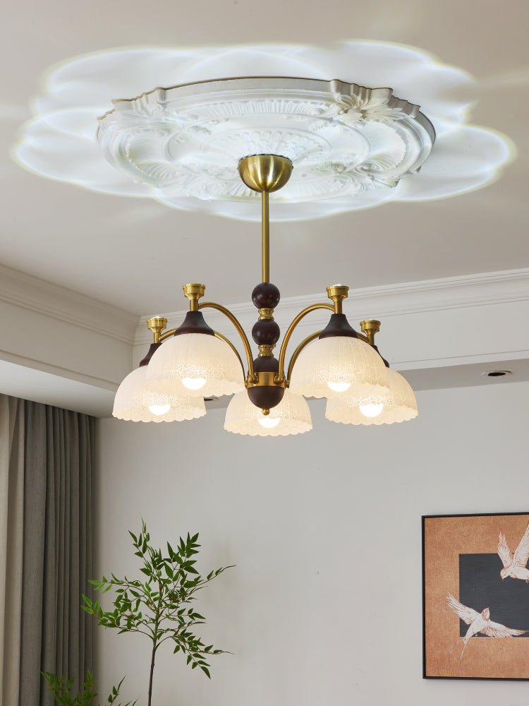 Florentia Modern Wood & Glass Chandelier for Dining Room and Foyer