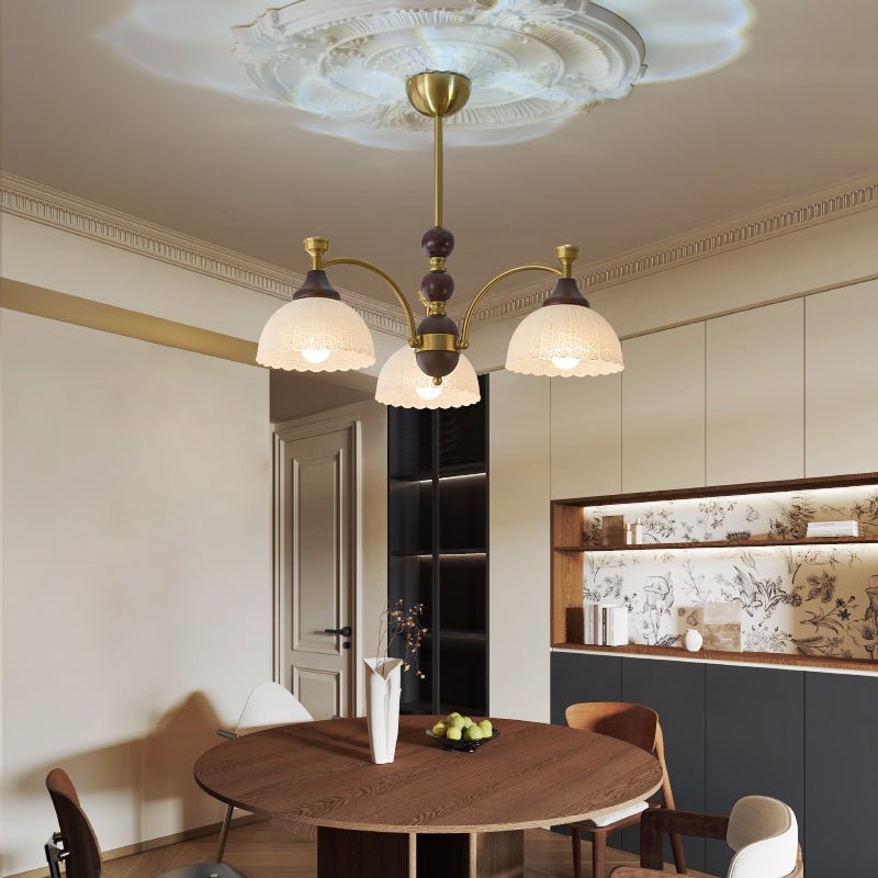 Florentia Modern Wood & Glass Chandelier for Dining Room and Foyer