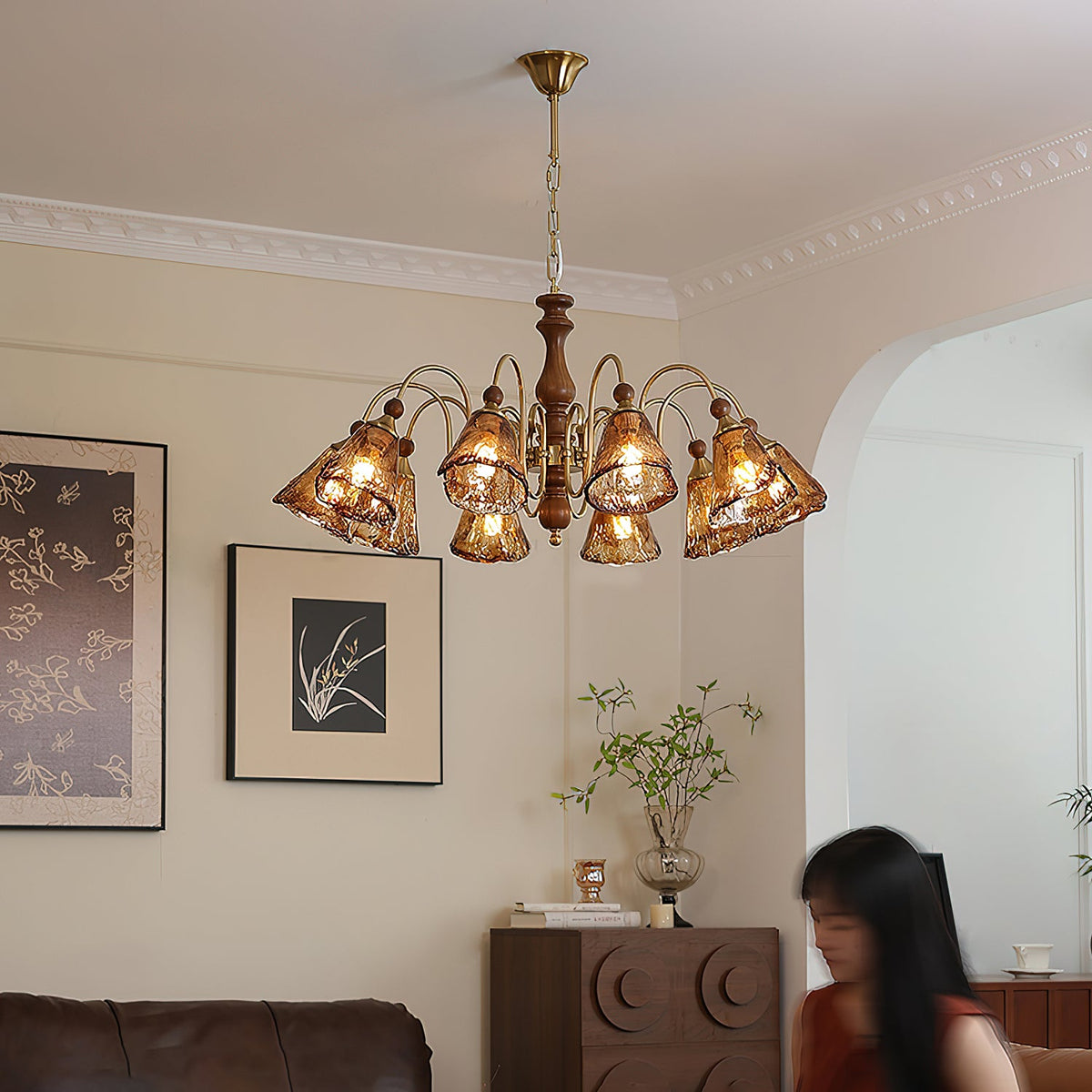 Florenzia Petal Glass Chandelier for Dining Room and Living Room