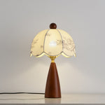 Florina Blossom Table Lamp – Walnut & Botanical Fabric