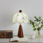 Florina Blossom Table Lamp – Walnut & Botanical Fabric