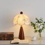 Florina Blossom Table Lamp – Walnut & Botanical Fabric