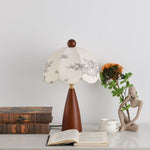 Florina Blossom Table Lamp – Walnut & Botanical Fabric