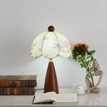 Florina Blossom Table Lamp – Walnut & Botanical Fabric